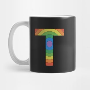 Retro Rainbow 'T' Sticker Mug